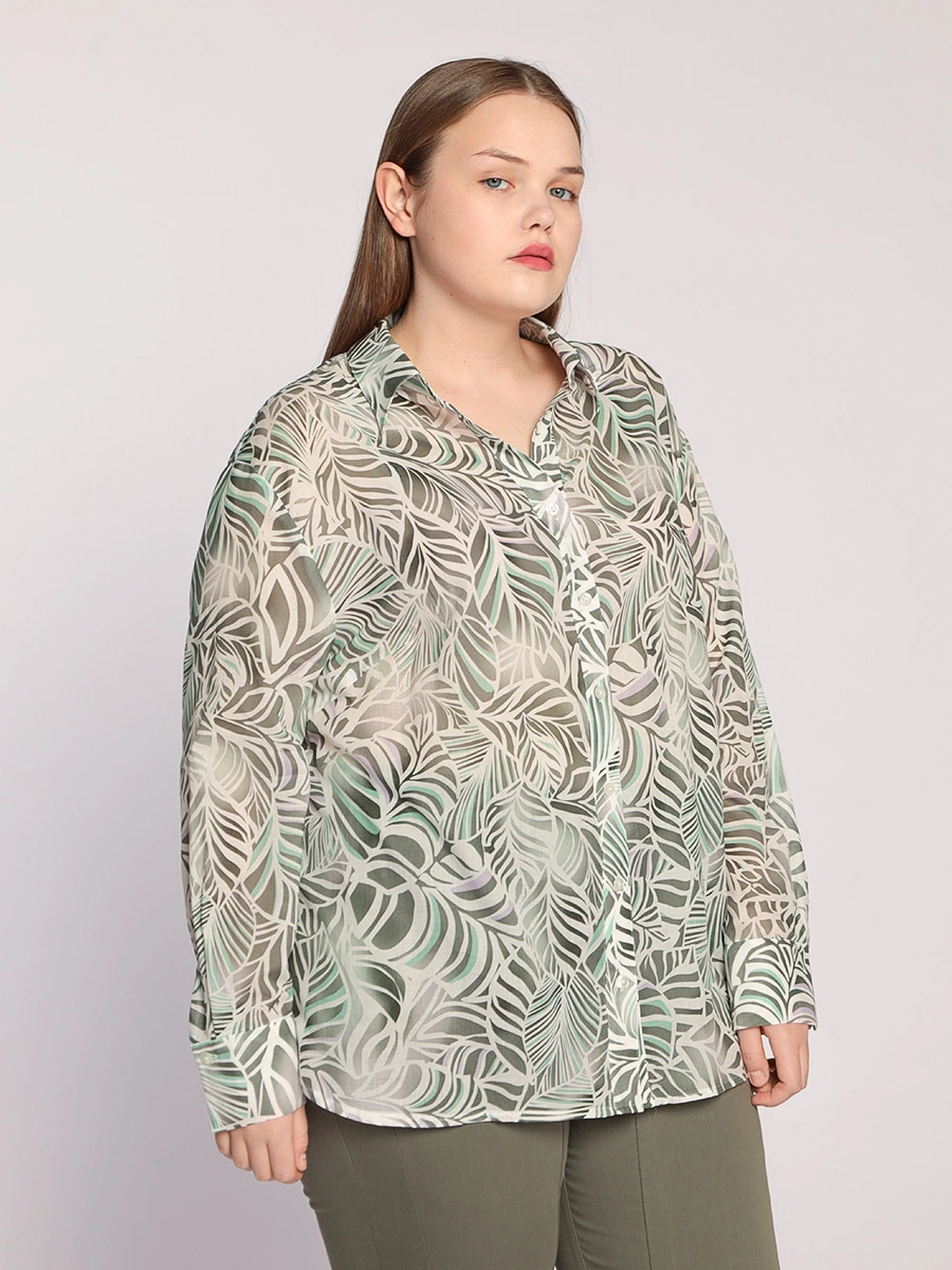 Блуза хлопковая прямого кроя с принтом